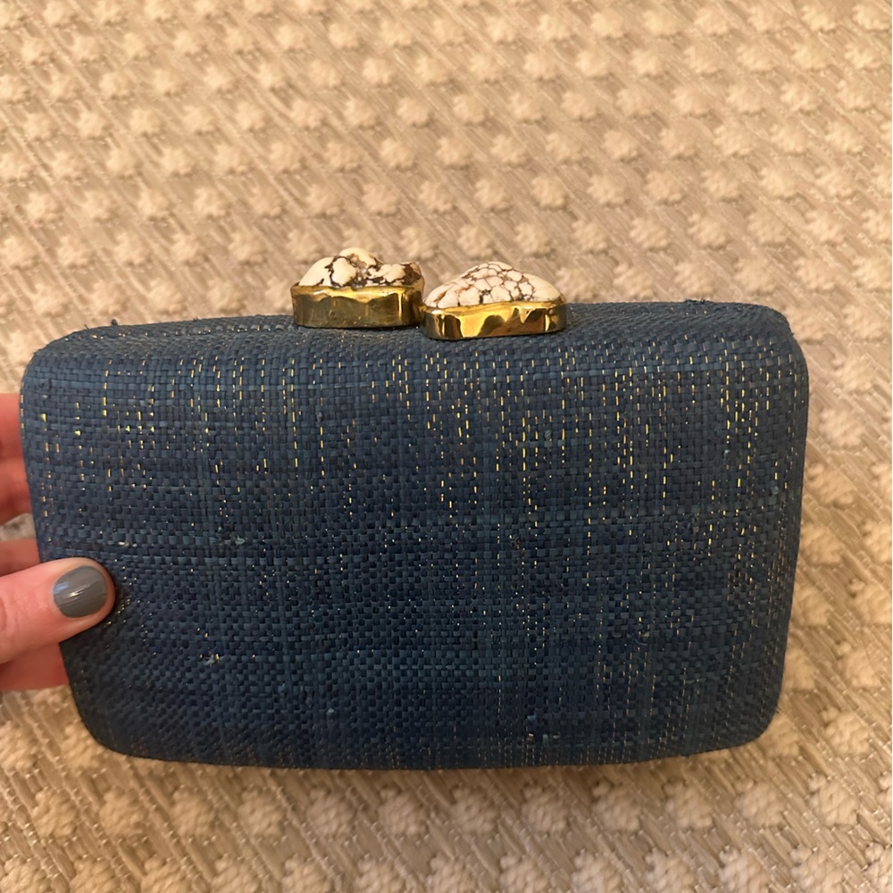 Kayu Clutch Blue with white stones